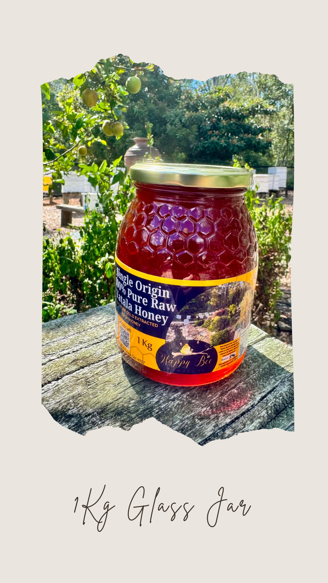Raw Organic Honey in Glass Jars by Happy Bee Products