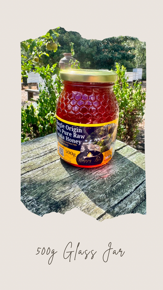 Raw Organic Honey in Glass Jars by Happy Bee Products