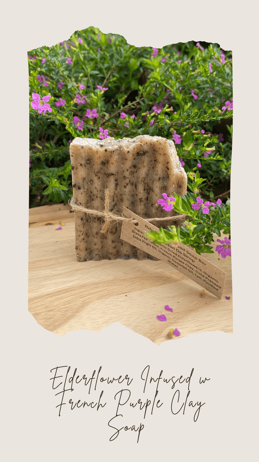 Elderflower Infused w French Purple Clay Soap - La Maison De SiropElderflower Infused w French Purple Clay Soap